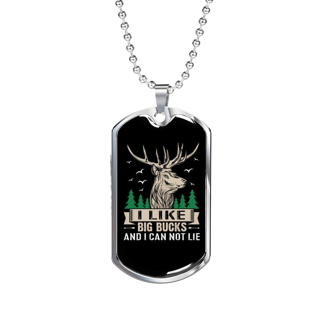 Big Bucks Necklace Stainless Steel or 18k Gold Dog Tag 24" Chain-Express Your Love Gifts
