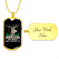 Big Bucks Necklace Stainless Steel or 18k Gold Dog Tag 24" Chain-Express Your Love Gifts
