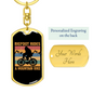 Big Foot Rides A Mountain Bike Cycling Keychain Stainless Steel or 18k Gold Dog Tag Keyring-Express Your Love Gifts