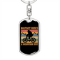Big Foot Rides A Mountain Bike Cycling Keychain Stainless Steel or 18k Gold Dog Tag Keyring-Express Your Love Gifts