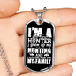 Big Time Hunter Necklace Stainless Steel or 18k Gold Dog Tag 24" Chain-Express Your Love Gifts