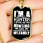 Big Time Hunter Necklace Stainless Steel or 18k Gold Dog Tag 24" Chain-Express Your Love Gifts