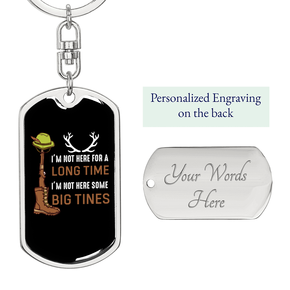 Big Tines Hunter'S Keychain Gift Stainless Steel or 18k Gold Dog Tag Keyring-Express Your Love Gifts