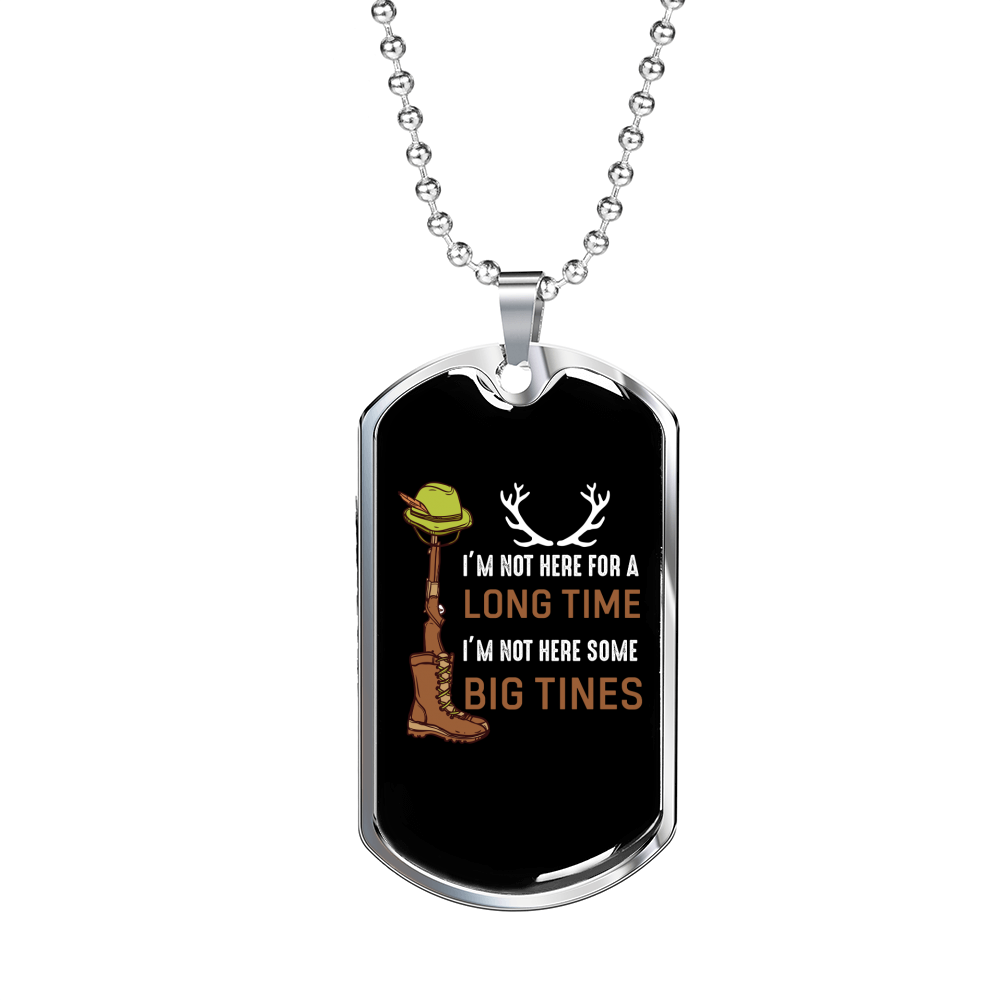 Big Tines Hunting Necklace Stainless Steel or 18k Gold Dog Tag 24" Chain-Express Your Love Gifts