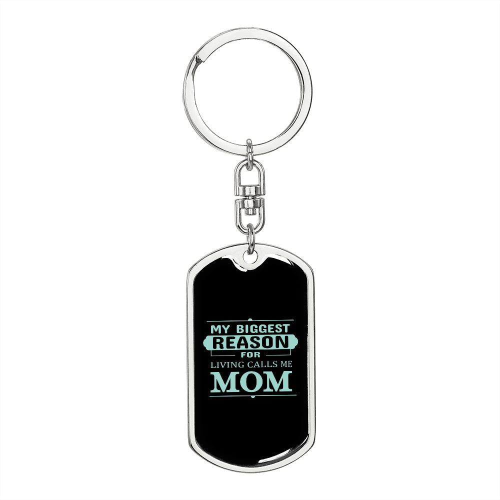 Biggest Reason for Mom Keychain Stainless Steel or 18k Gold Dog Tag Keyring-Express Your Love Gifts