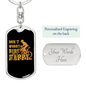 Bike Happy Cycling Keychain Stainless Steel or 18k Gold Dog Tag Keyring-Express Your Love Gifts