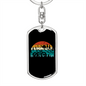 Bike On The Mountain Cycling Keychain Stainless Steel or 18k Gold Dog Tag Keyring-Express Your Love Gifts