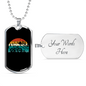 Bike On The Mountain Cycling Necklace Stainless Steel or 18k Gold Dog Tag 24"-Express Your Love Gifts