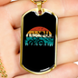 Bike On The Mountain Cycling Necklace Stainless Steel or 18k Gold Dog Tag 24"-Express Your Love Gifts