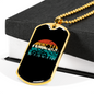 Bike On The Mountain Cycling Necklace Stainless Steel or 18k Gold Dog Tag 24"-Express Your Love Gifts