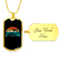 Bike On The Mountain Cycling Necklace Stainless Steel or 18k Gold Dog Tag 24"-Express Your Love Gifts