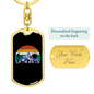 Bike Riding In The Mountain Cycling Keychain Stainless Steel or 18k Gold Dog Tag Keyring-Express Your Love Gifts