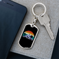 Bike Riding In The Mountain Cycling Keychain Stainless Steel or 18k Gold Dog Tag Keyring-Express Your Love Gifts