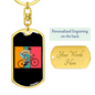 Biker Boy Cycling Keychain Stainless Steel or 18k Gold Dog Tag Keyring-Express Your Love Gifts