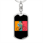 Biker Boy Cycling Keychain Stainless Steel or 18k Gold Dog Tag Keyring-Express Your Love Gifts