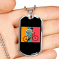 Biker Boy Cycling Necklace Stainless Steel or 18k Gold Dog Tag 24"-Express Your Love Gifts