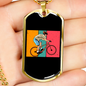 Biker Boy Cycling Necklace Stainless Steel or 18k Gold Dog Tag 24"-Express Your Love Gifts