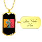 Biker Boy Cycling Necklace Stainless Steel or 18k Gold Dog Tag 24"-Express Your Love Gifts