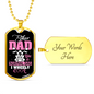 Biker Dad Cooler Necklace Stainless Steel or 18k Gold Dog Tag 24" Chain-Express Your Love Gifts