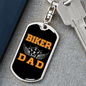 Biker Dad Keychain Stainless Steel or 18k Gold Dog Tag Keyring-Express Your Love Gifts