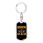 Biker Dad Keychain Stainless Steel or 18k Gold Dog Tag Keyring-Express Your Love Gifts