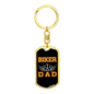 Biker Dad Keychain Stainless Steel or 18k Gold Dog Tag Keyring-Express Your Love Gifts