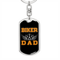 Biker Dad Keychain Stainless Steel or 18k Gold Dog Tag Keyring-Express Your Love Gifts
