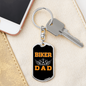 Biker Dad Keychain Stainless Steel or 18k Gold Dog Tag Keyring-Express Your Love Gifts