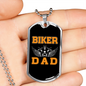 Biker Dad Necklace Stainless Steel or 18k Gold Dog Tag 24" Chain-Express Your Love Gifts