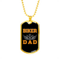 Biker Dad Necklace Stainless Steel or 18k Gold Dog Tag 24" Chain-Express Your Love Gifts