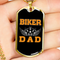 Biker Dad Necklace Stainless Steel or 18k Gold Dog Tag 24" Chain-Express Your Love Gifts