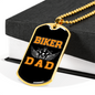 Biker Dad Necklace Stainless Steel or 18k Gold Dog Tag 24" Chain-Express Your Love Gifts
