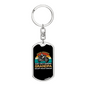 Biker Grandpa Keychain Stainless Steel or 18k Gold Dog Tag Keyring-Express Your Love Gifts