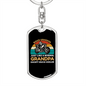 Biker Grandpa Keychain Stainless Steel or 18k Gold Dog Tag Keyring-Express Your Love Gifts