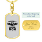 Biker Mom Keychain Stainless Steel or 18k Gold Dog Tag Keyring-Express Your Love Gifts
