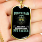 Biker Papa Biker Necklace Stainless Steel or 18k Gold Dog Tag 24"-Express Your Love Gifts