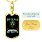 Biker Papa Keychain Stainless Steel or 18k Gold Dog Tag Keyring-Express Your Love Gifts
