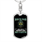 Biker Papa Keychain Stainless Steel or 18k Gold Dog Tag Keyring-Express Your Love Gifts