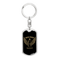 Biker Power Keychain Stainless Steel or 18k Gold Dog Tag Keyring-Express Your Love Gifts