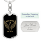 Biker Power Keychain Stainless Steel or 18k Gold Dog Tag Keyring-Express Your Love Gifts