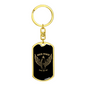 Biker Power Keychain Stainless Steel or 18k Gold Dog Tag Keyring-Express Your Love Gifts