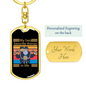 Biker With Pitbull Keychain Stainless Steel or 18k Gold Dog Tag Keyring-Express Your Love Gifts