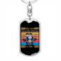 Biker With Pitbull Keychain Stainless Steel or 18k Gold Dog Tag Keyring-Express Your Love Gifts