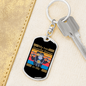 Biker With Pitbull Keychain Stainless Steel or 18k Gold Dog Tag Keyring-Express Your Love Gifts