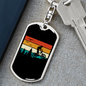 Biking In The Mountain Cycling Keychain Stainless Steel or 18k Gold Dog Tag Keyring-Express Your Love Gifts