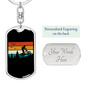 Biking In The Mountain Cycling Keychain Stainless Steel or 18k Gold Dog Tag Keyring-Express Your Love Gifts