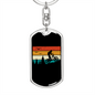 Biking In The Mountain Cycling Keychain Stainless Steel or 18k Gold Dog Tag Keyring-Express Your Love Gifts