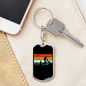 Biking In The Mountain Cycling Keychain Stainless Steel or 18k Gold Dog Tag Keyring-Express Your Love Gifts
