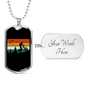 Biking In The Mountain Cycling Necklace Stainless Steel or 18k Gold Dog Tag 24"-Express Your Love Gifts