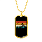 Biking In The Mountain Cycling Necklace Stainless Steel or 18k Gold Dog Tag 24"-Express Your Love Gifts